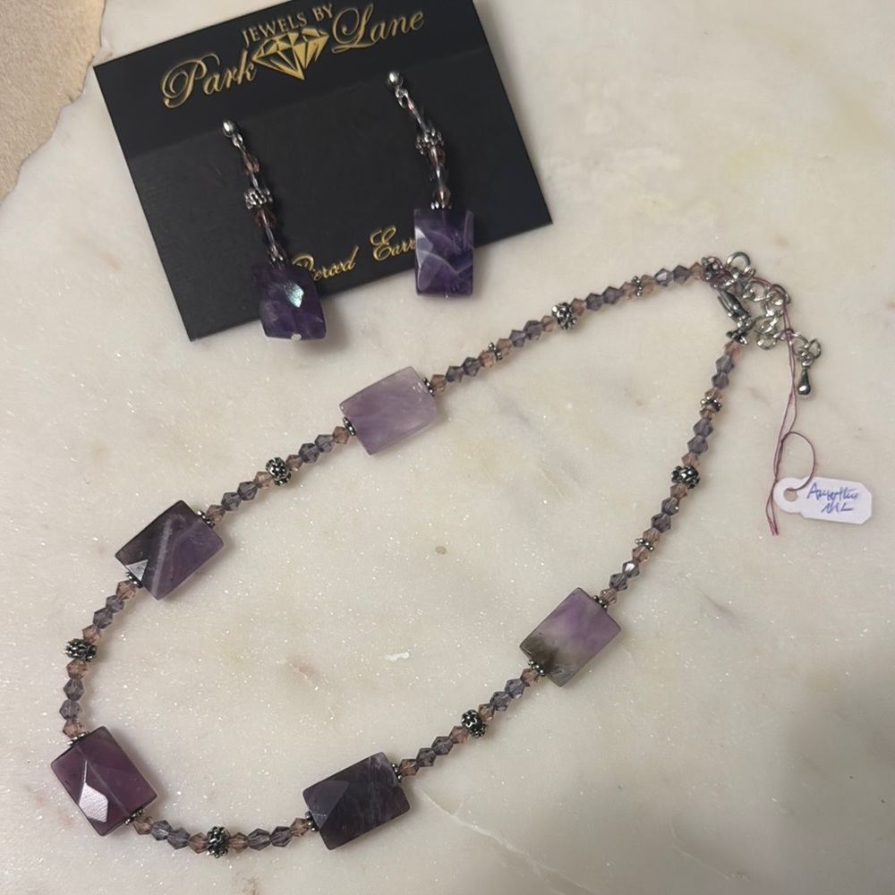 Genuine Amethyst stones and Swarovski Crystals Set